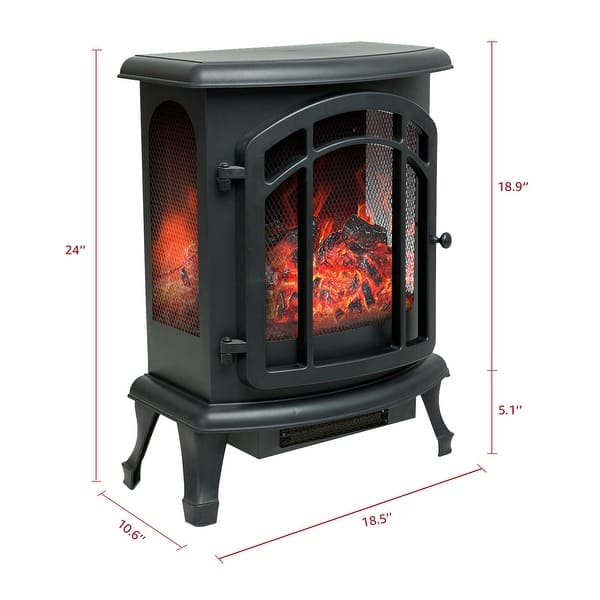 FLAME&SHADE 24" Freestanding Electric Fireplace 3Side Flame Visible